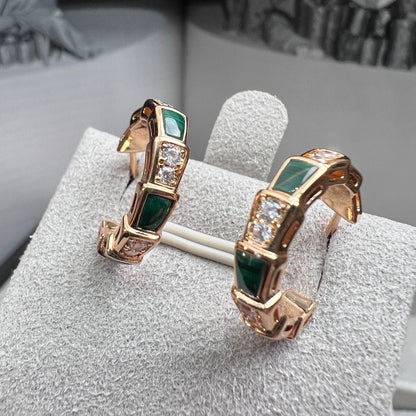 [Auream]SERPENTI MALACHITE PINK GOLD EARRINGS