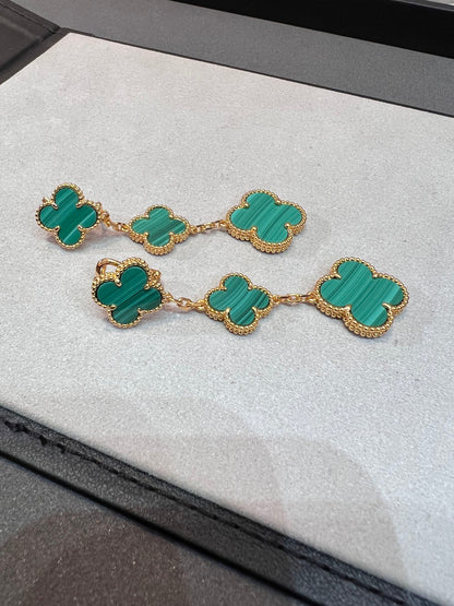 [Auream]CLOVER MALACHITE 3 MOTIFS GOLD