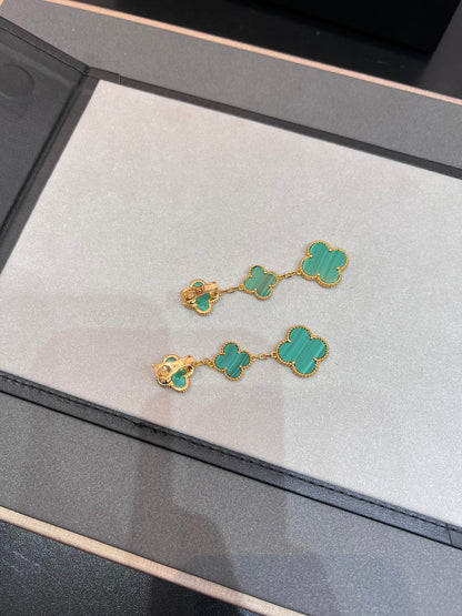 [Auream]CLOVER MALACHITE 3 MOTIFS GOLD