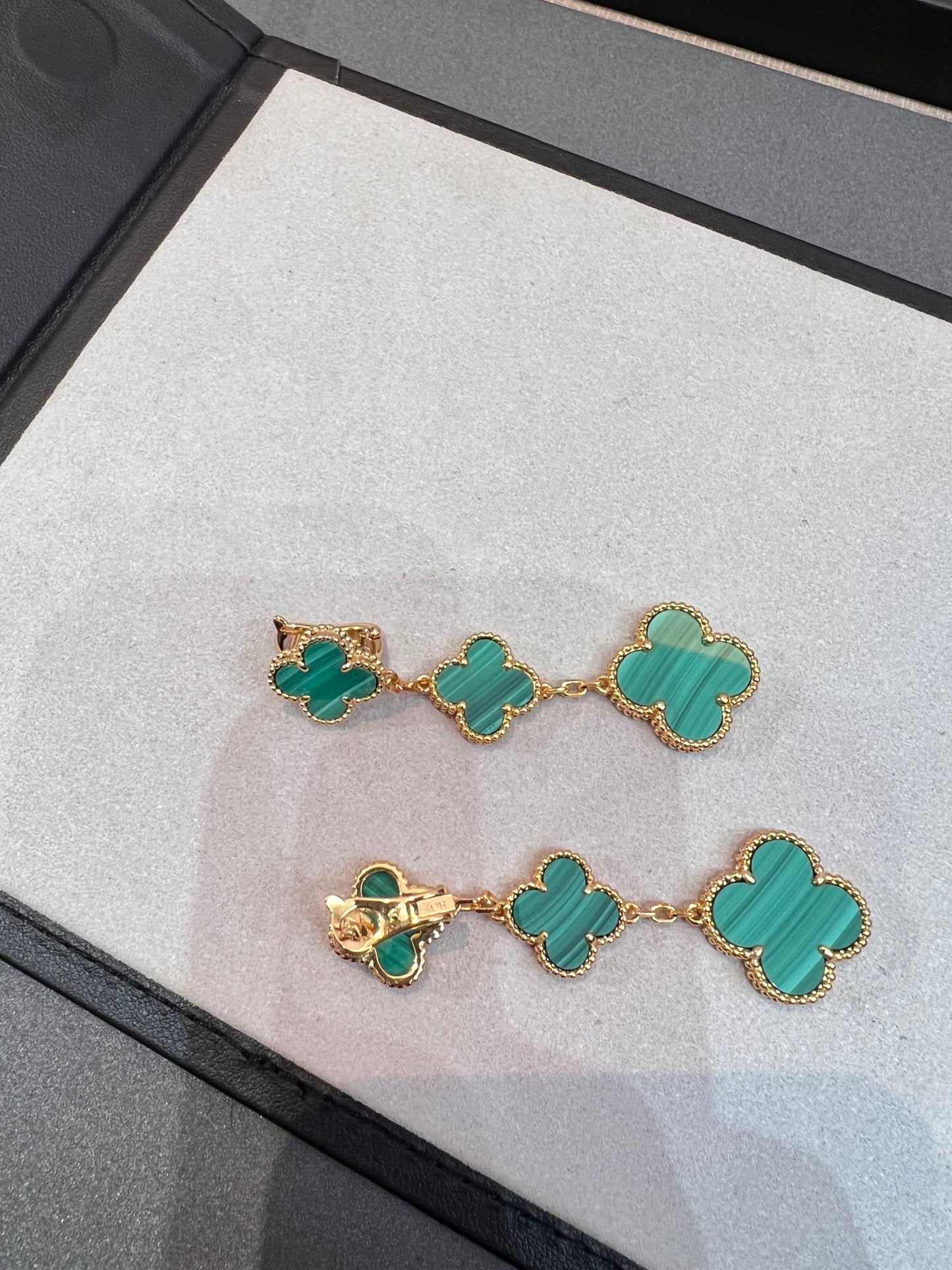 [Auream]CLOVER MALACHITE 3 MOTIFS GOLD