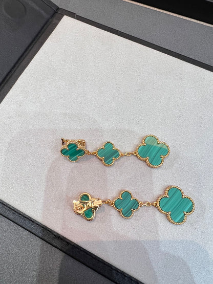 [Auream]CLOVER MALACHITE 3 MOTIFS GOLD