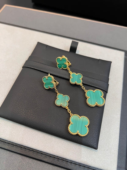 [Auream]CLOVER MALACHITE 3 MOTIFS GOLD