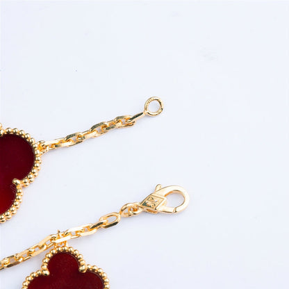 [Auream]CLOVER BRACELET 5 MOTIFS CARNELIAN TIGER EYE