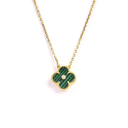[Auream]CLOVER 15MM DIAMOND TURQUOISE NECKLACE