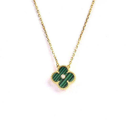 [Auream]CLOVER 15MM DIAMOND TURQUOISE NECKLACE