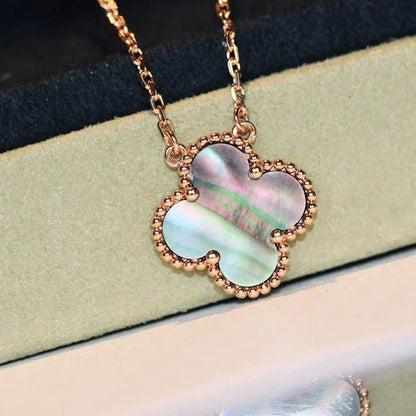 [Auream]CLOVER 15MM  GRAY MOTHER OF PEARL NECKLACE