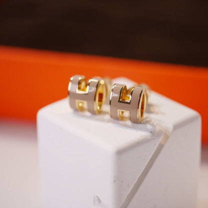 [Auream]MINI POP H GOLD EARRINGS GREY