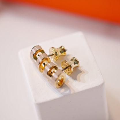 [Auream]MINI POP H GOLD EARRINGS GREY