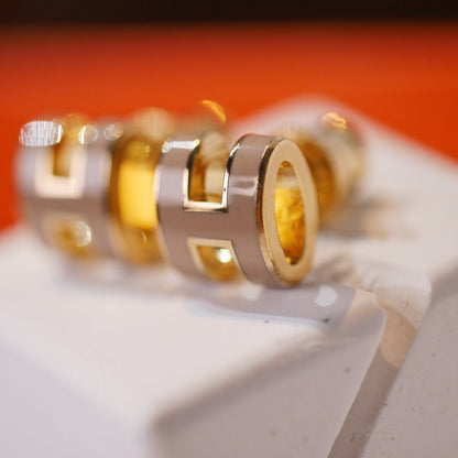 [Auream]MINI POP H GOLD EARRINGS GREY