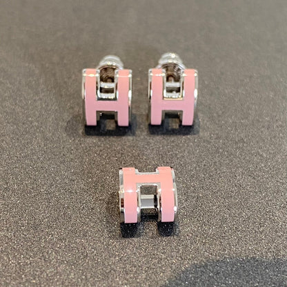 [Auream]MINI POP H SILVER EARRINGS PINK
