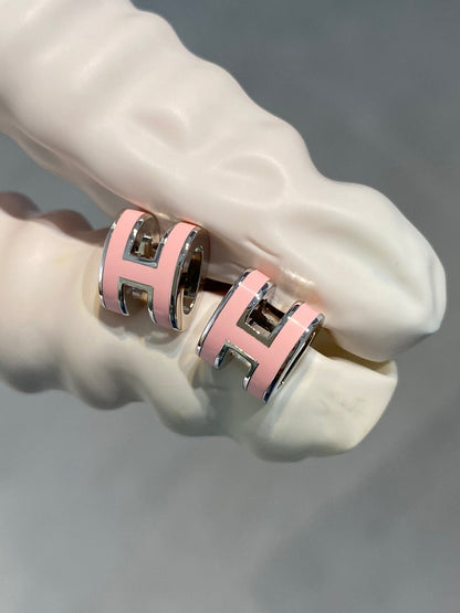 [Auream]MINI POP H SILVER EARRINGS PINK