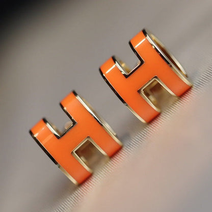 [Auream]MINI POP H EARRINGS ORANGE
