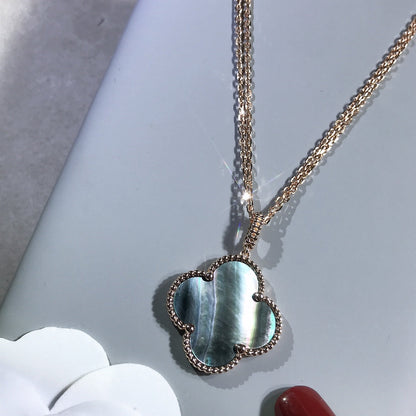 [Auream]CLOVER 25MM GOLD DARK MOP BIG CLOVER NECKLACE