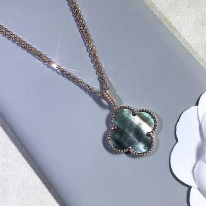 [Auream]CLOVER 25MM GOLD DARK MOP BIG CLOVER NECKLACE