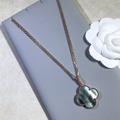 [Auream]CLOVER 25MM GOLD DARK MOP BIG CLOVER NECKLACE
