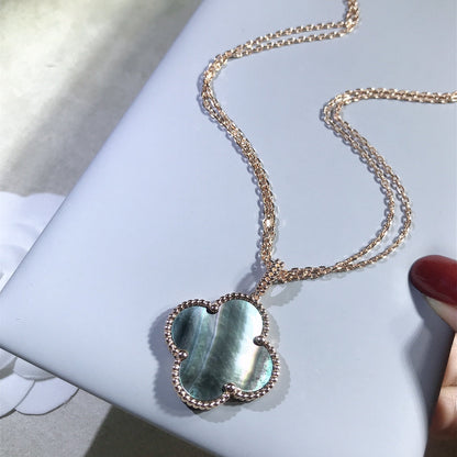 [Auream]CLOVER 25MM GOLD DARK MOP BIG CLOVER NECKLACE