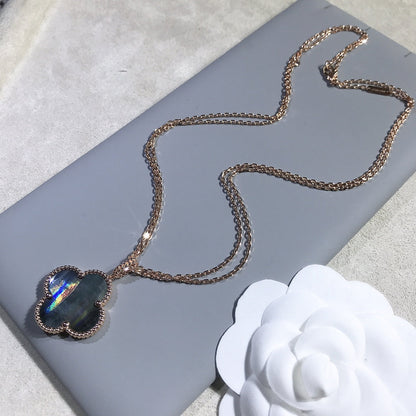 [Auream]CLOVER 25MM GOLD DARK MOP BIG CLOVER NECKLACE