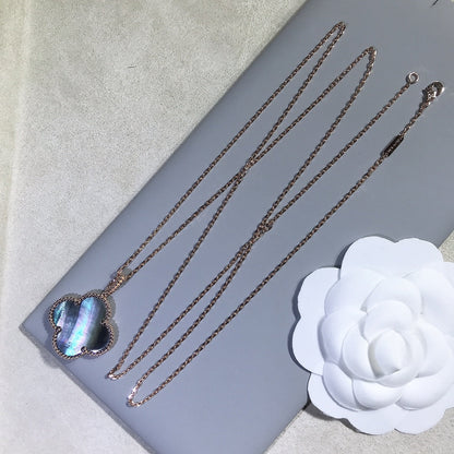 [Auream]CLOVER 25MM GOLD DARK MOP BIG CLOVER NECKLACE