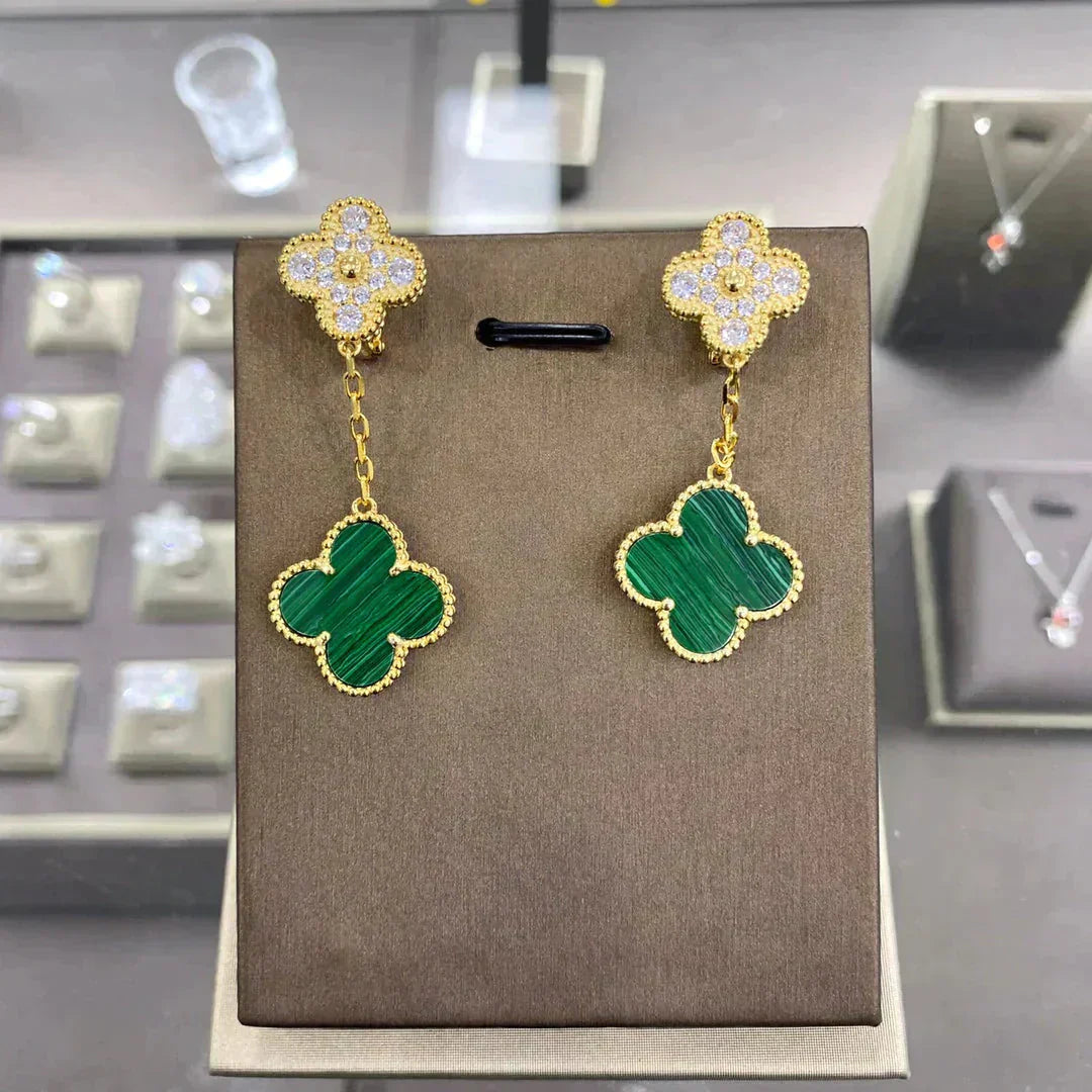 [Auream]CLOVER  2 MOTIFS  DIAMOND  EARRINGS (MULTIPLE CHOICESç´