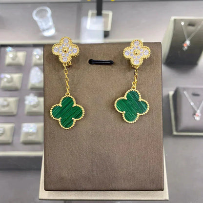 [Auream]CLOVER  2 MOTIFS  DIAMOND  EARRINGS (MULTIPLE CHOICESç´