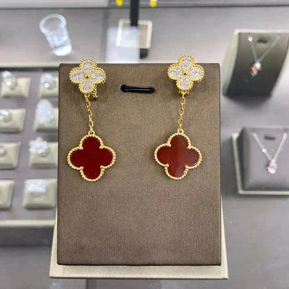 [Auream]CLOVER  2 MOTIFS  DIAMOND  EARRINGS (MULTIPLE CHOICESç´