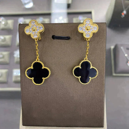 [Auream]CLOVER  2 MOTIFS  DIAMOND  EARRINGS (MULTIPLE CHOICESç´