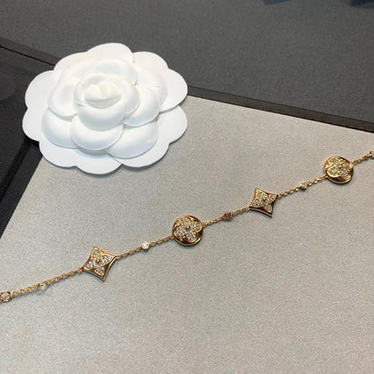 [Auream]STAR AND SUN 4 MOTIFS GOLD DIAMONDS BRACELET