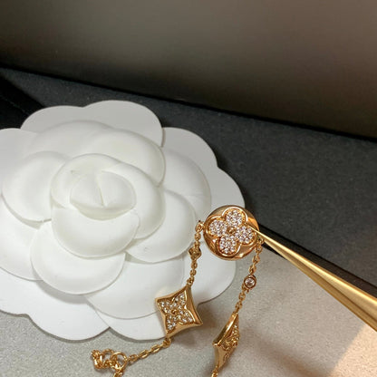 [Auream]STAR AND SUN 4 MOTIFS GOLD DIAMONDS BRACELET
