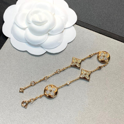 [Auream]STAR AND SUN 4 MOTIFS GOLD DIAMONDS BRACELET
