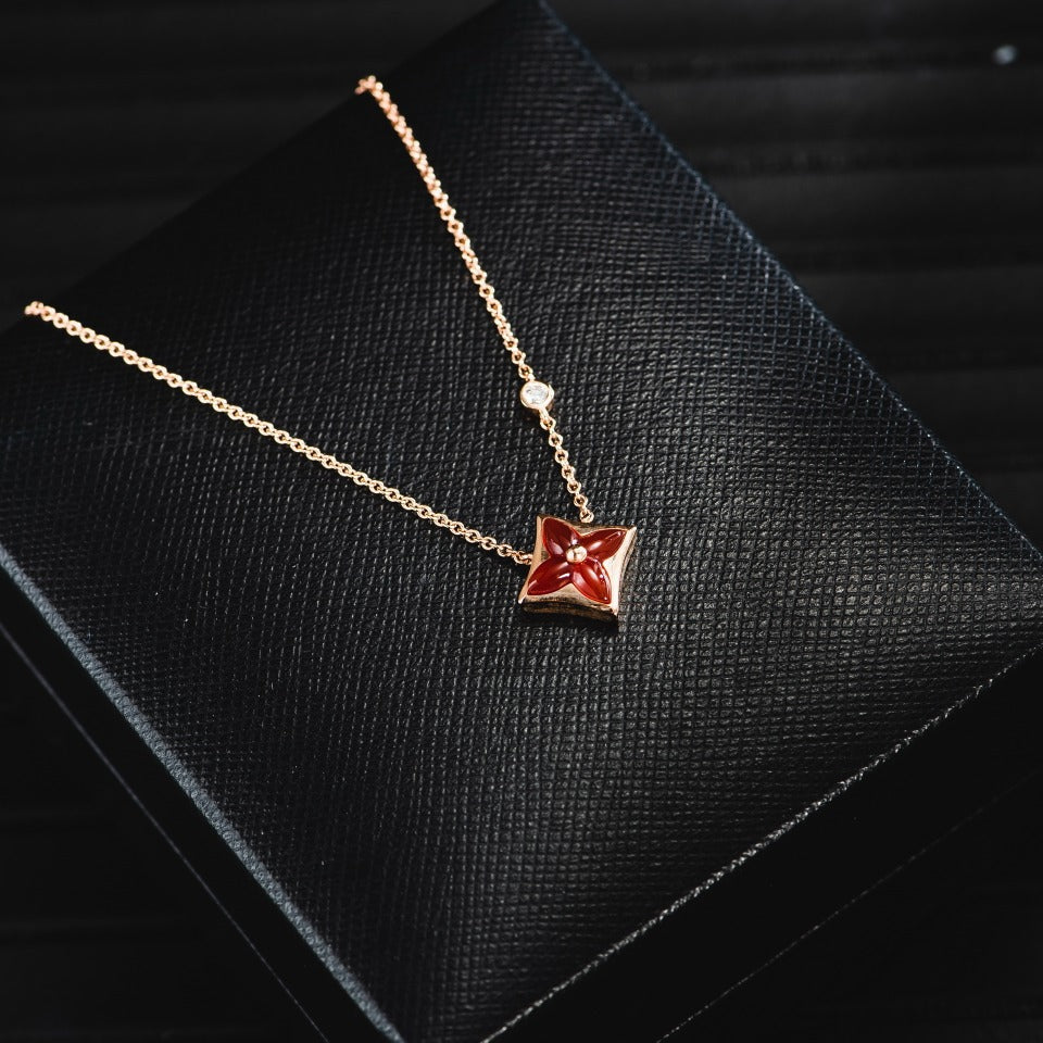 [Auream]STAR NECKLACE PINK GOLD 1 DIAMOND
