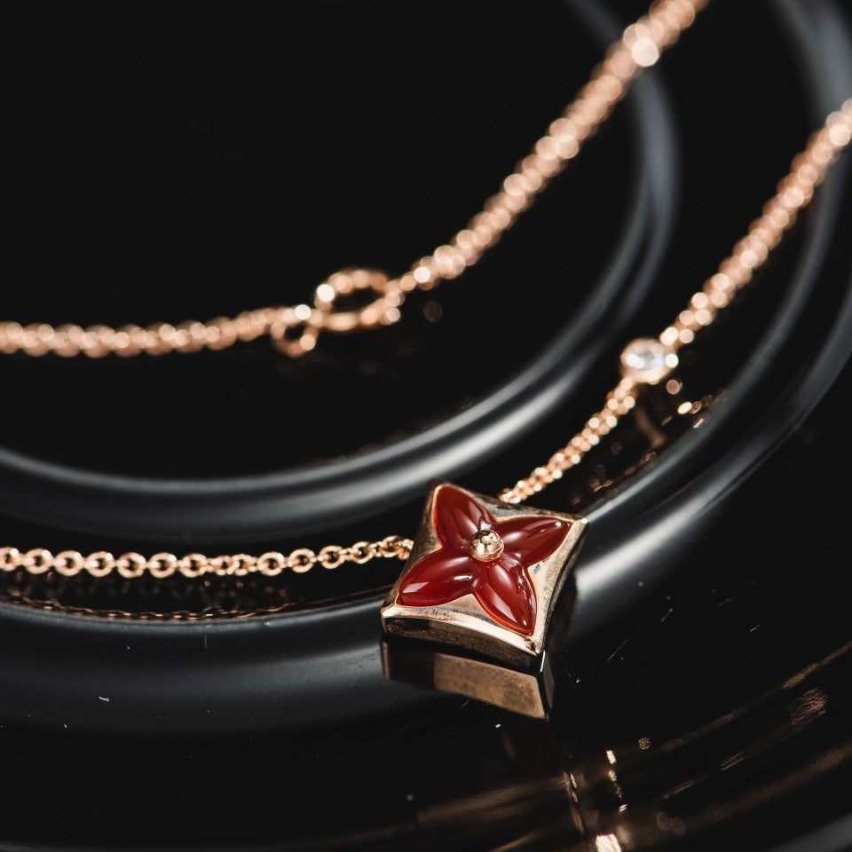 [Auream]STAR NECKLACE PINK GOLD 1 DIAMOND