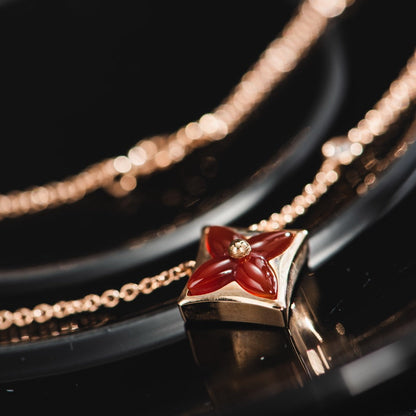 [Auream]STAR NECKLACE PINK GOLD 1 DIAMOND