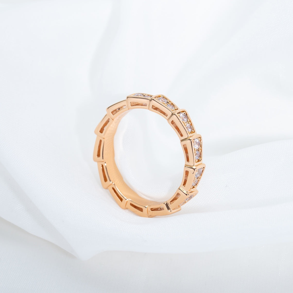 [Auream]SERPENTI RING PINK GOLD DIAMOND PAVED 3MM