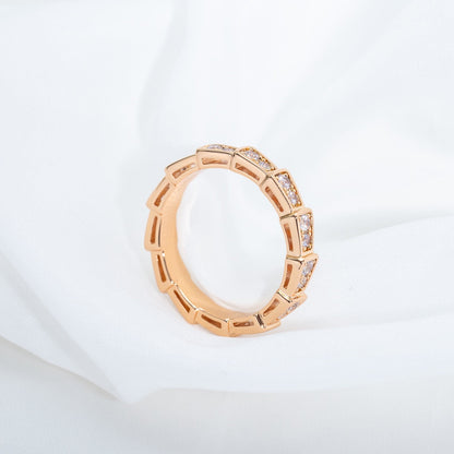[Auream]SERPENTI RING PINK GOLD DIAMOND PAVED 3MM