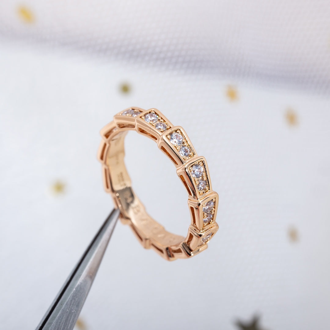 [Auream]SERPENTI RING PINK GOLD DIAMOND PAVED 3MM