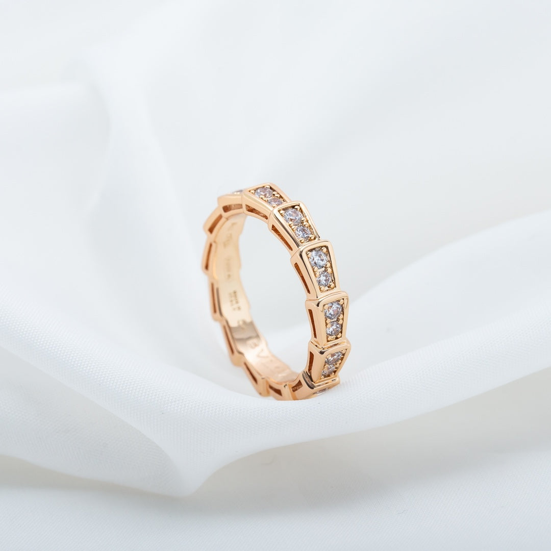 [Auream]SERPENTI RING PINK GOLD DIAMOND PAVED 3MM