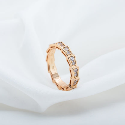 [Auream]SERPENTI RING PINK GOLD DIAMOND PAVED 3MM