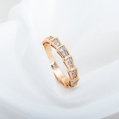 [Auream]SERPENTI RING PINK GOLD DIAMOND PAVED 3MM