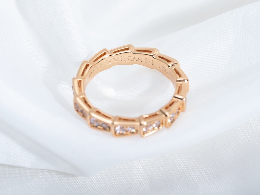 [Auream]SERPENTI RING PINK GOLD DIAMOND PAVED 3MM