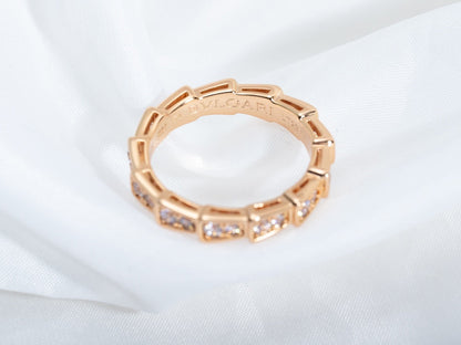 [Auream]SERPENTI RING PINK GOLD DIAMOND PAVED 3MM