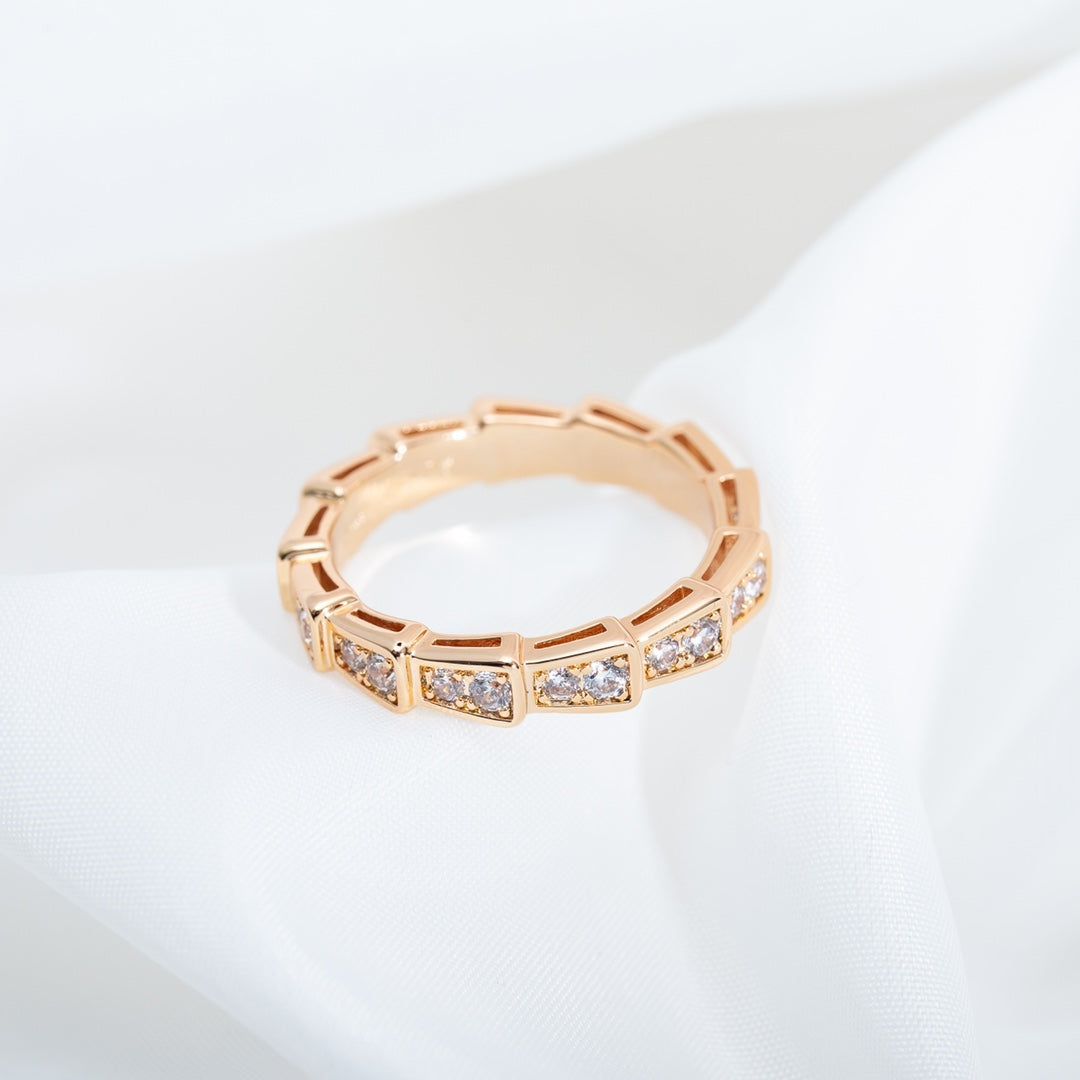 [Auream]SERPENTI RING PINK GOLD DIAMOND PAVED 3MM