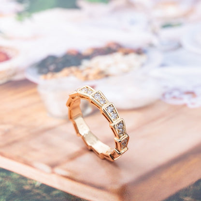 [Auream]SERPENTI RING PINK GOLD DIAMOND PAVED 3MM