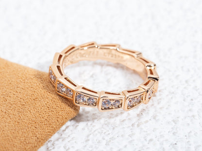 [Auream]SERPENTI RING PINK GOLD DIAMOND PAVED 3MM