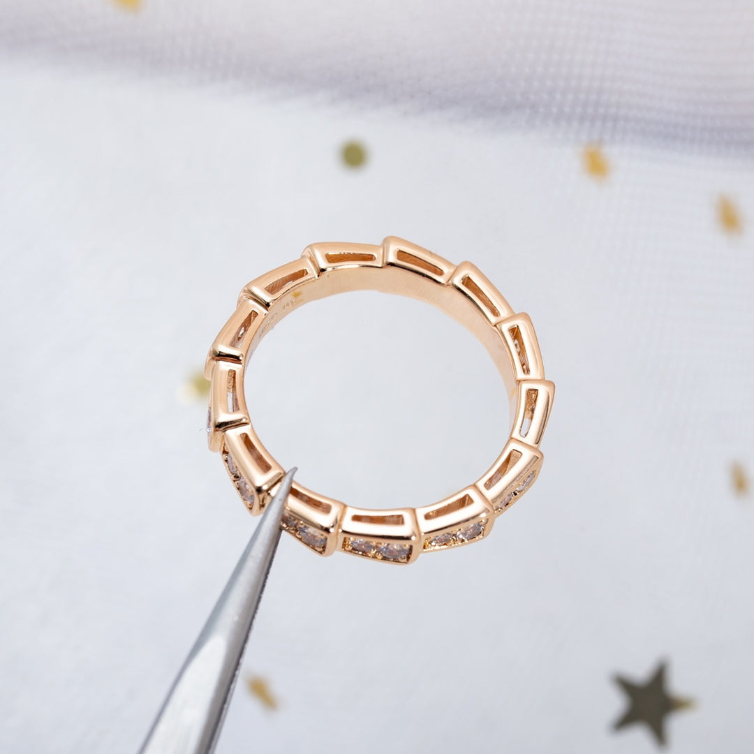 [Auream]SERPENTI RING PINK GOLD DIAMOND PAVED 3MM