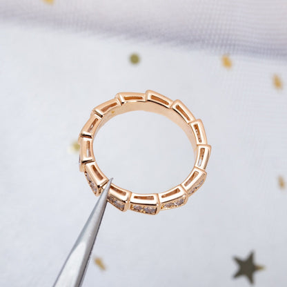 [Auream]SERPENTI RING PINK GOLD DIAMOND PAVED 3MM