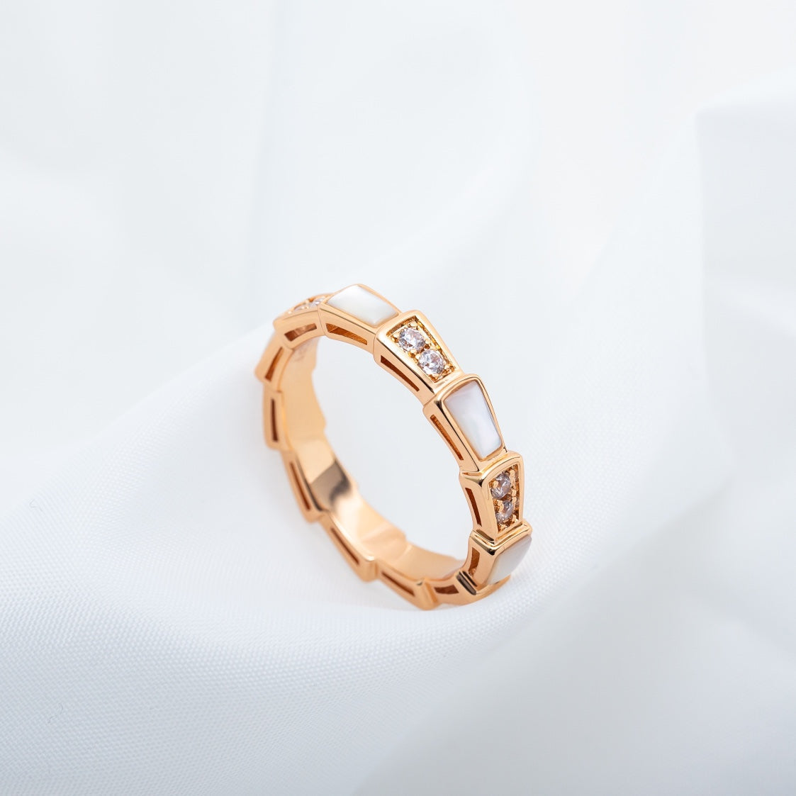 [Auream]SERPENTI RING PINK GOLD DIAMOND MOP 3MM