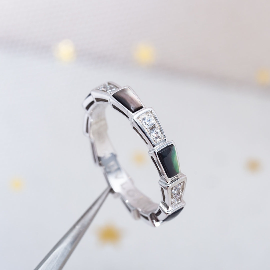 [Auream]SERPENTI RING SILVER  DIAMOND BLACK MOP 3MM