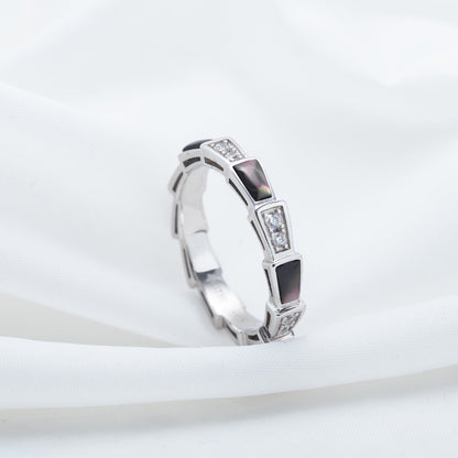 [Auream]SERPENTI RING SILVER  DIAMOND BLACK MOP 3MM
