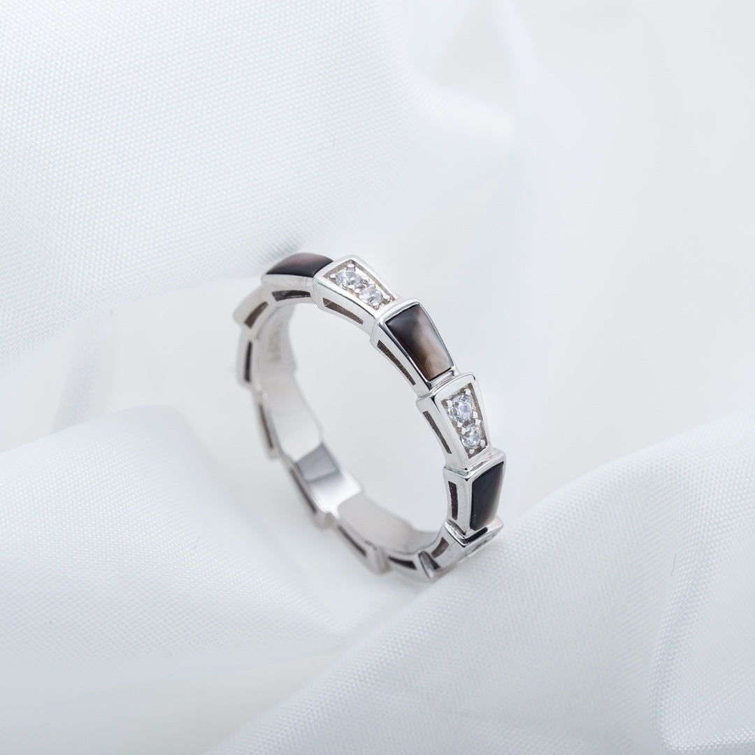[Auream]SERPENTI RING SILVER  DIAMOND BLACK MOP 3MM