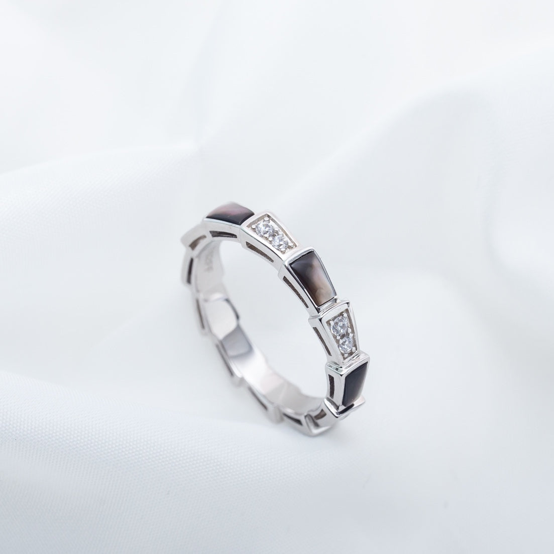[Auream]SERPENTI RING SILVER  DIAMOND BLACK MOP 3MM